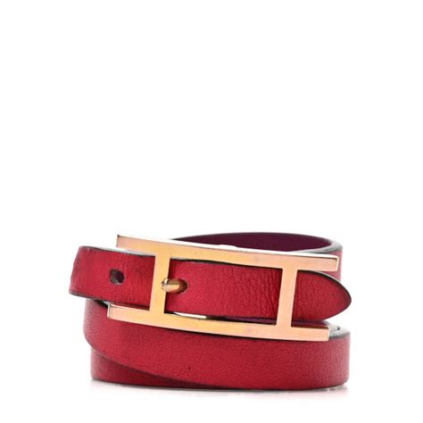 HERMES Swift Behapi Double Tour Bracelet T2 Rose Pourpre .